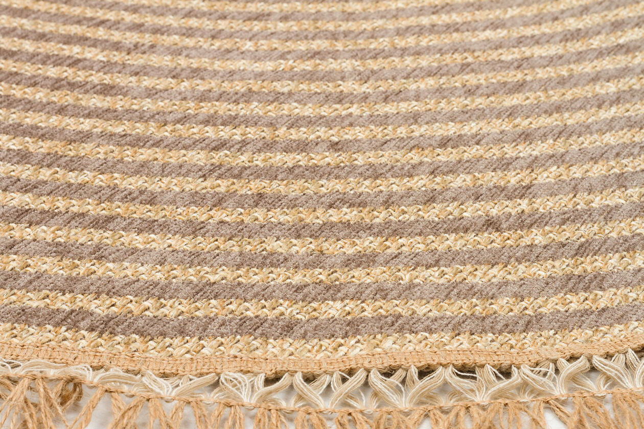 BRK 07 GREY - BROOKLYN - Hasır Görünümlü Kaymaz Renkli Dokuma Modern Kilim